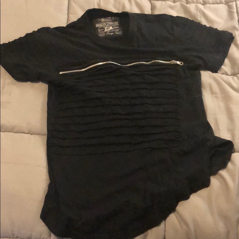 Broken Threads Zippered Shredded T-Shirt